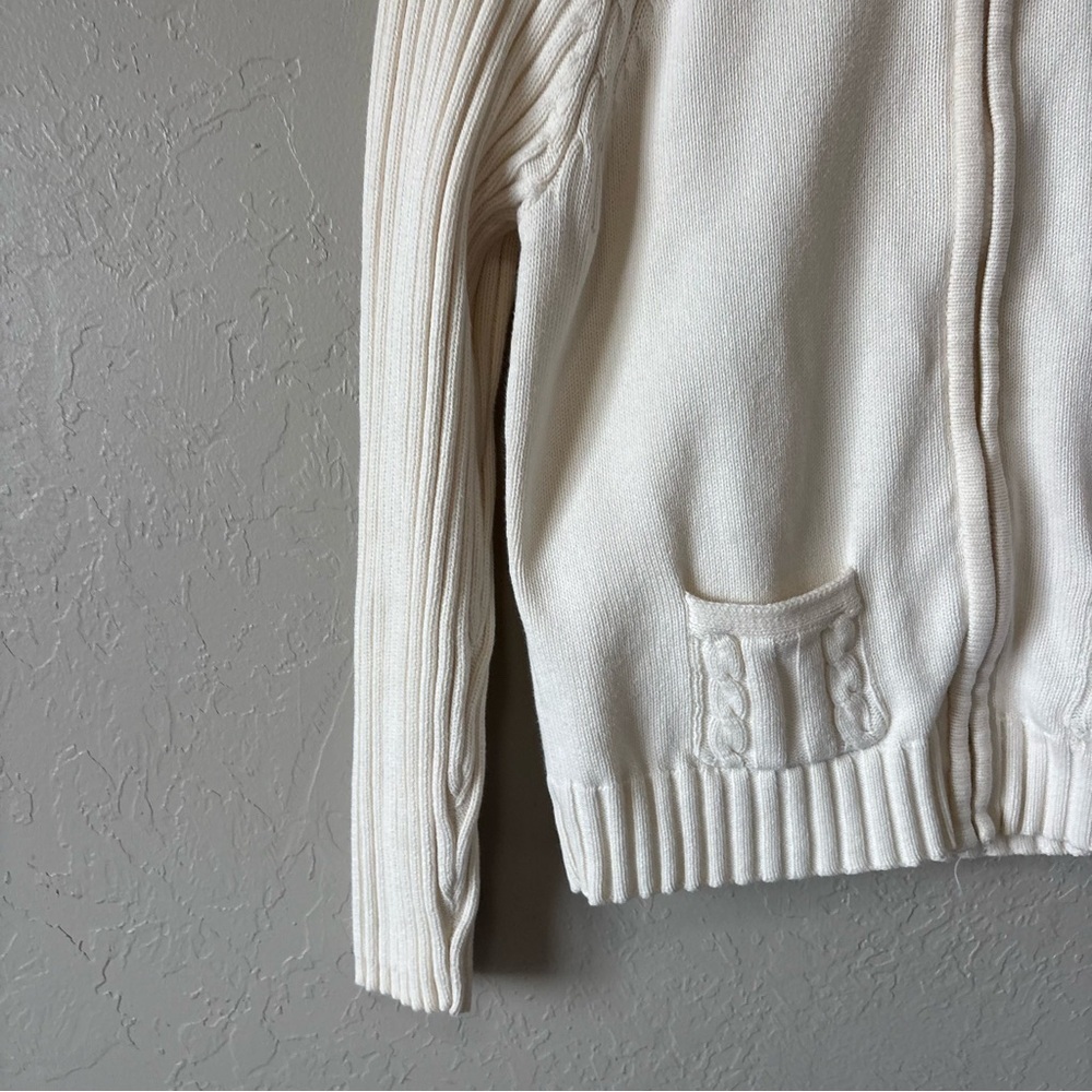 IZOD Cotton Sweater Zip Up White Petite Large - Picture 5 of 9